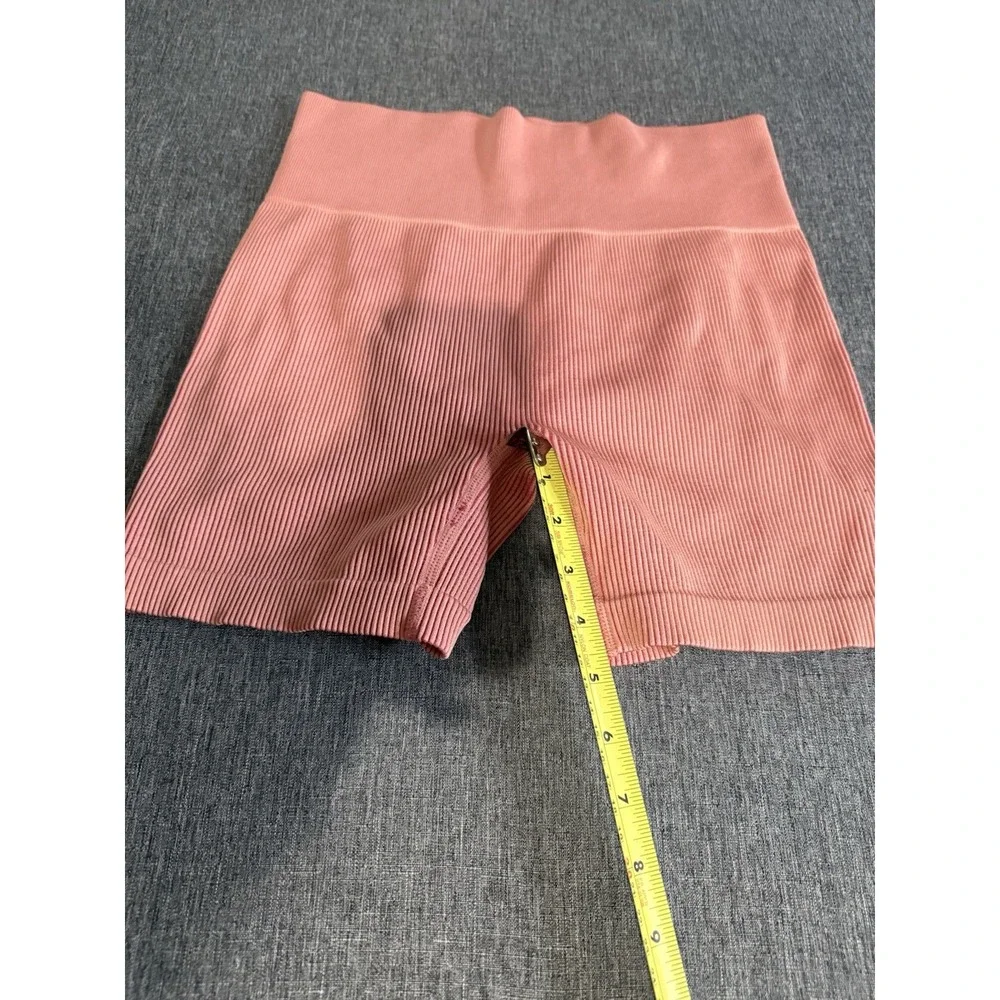 Colsie Women's Biker Shorts Pink Pull-On Ribbed Knit Stretch Solid Regular XL